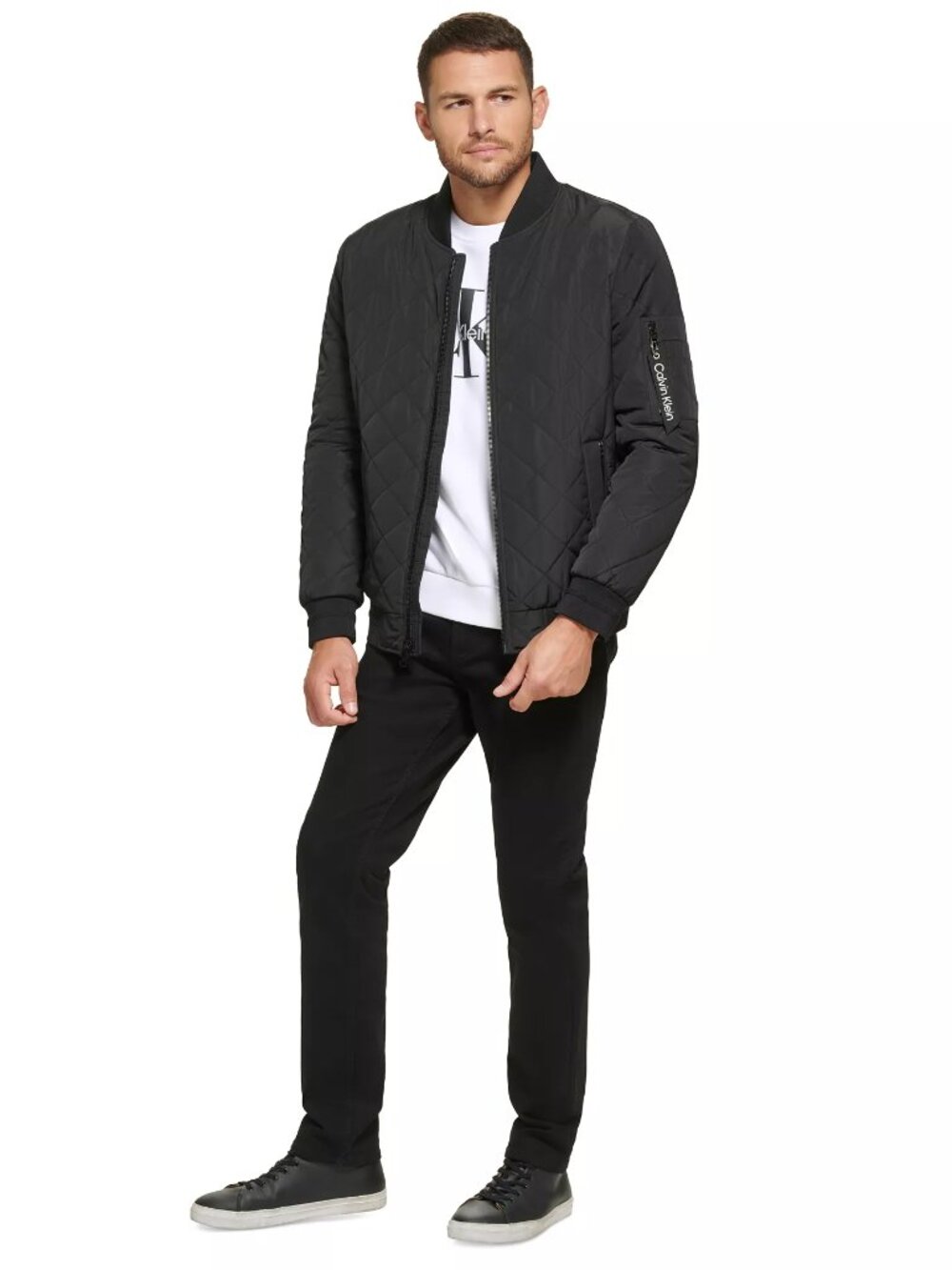 Calvin Klein Men's Quilted Baseball Jacket with Rib-Knit Trim New with tags! - Picture 2 of 7